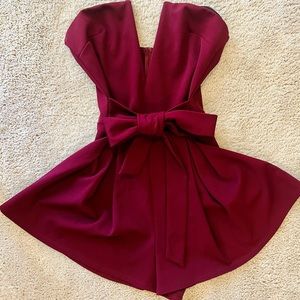 Windsor: Low V cut romper with tie belt